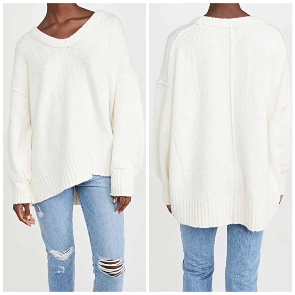 SOLD Free People Brookside Sweater Tunic White Oversized ๐ค - Picture 2 of 6